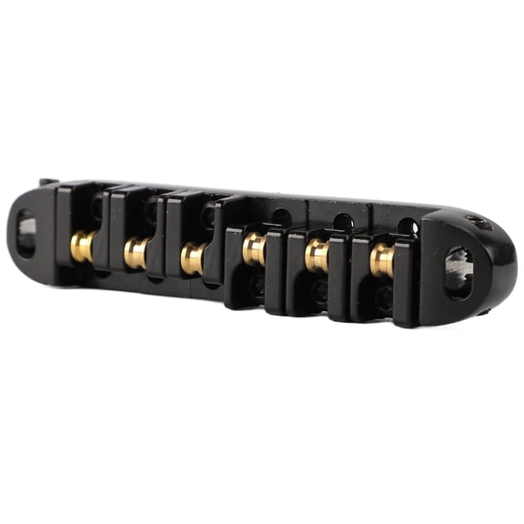 M Buder Guitar Roller Saddle Bridge Aluminum Alloy Black Tailpiece Replacement with Threaded Posts and Wrenches for 6 String Electric Guitars, 5 Pieces