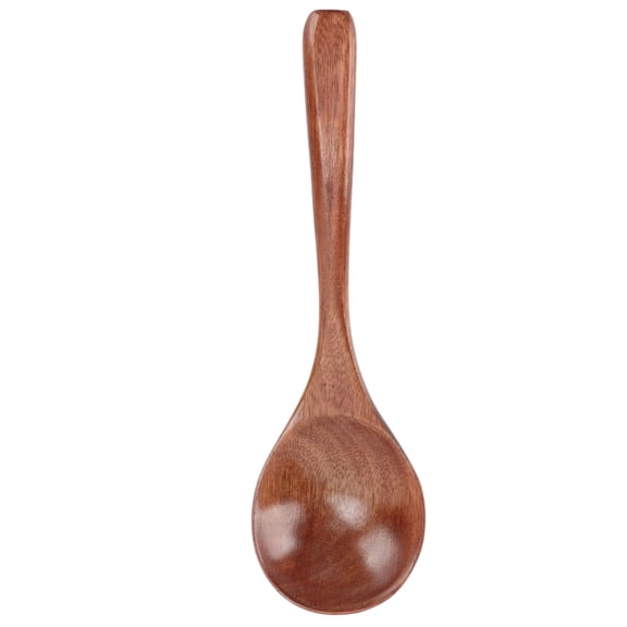 M Buder Hand Made Wooden Round Soup Spoon Tableware, Japanese Style Cooking Stirring Spoon for Kitchen, 7.87 inches / 20 cm, Brown