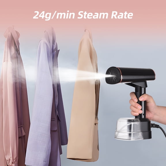 M Buder Handheld Garment Steamer for Clothes 1500W Fast Heat Up Foldable Fabric Wrinkle Remover with LCD Touch Screen 400ml Water Tank Portable Steamer for Travel Home Office Black EU Plug