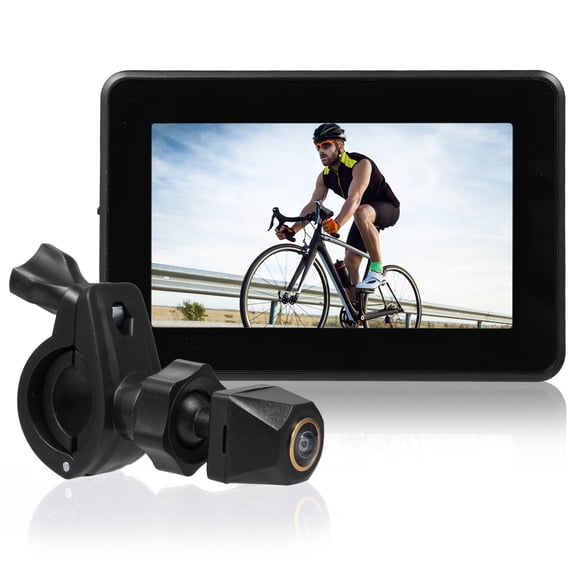 M Buder Handlebar Bike Mirror, 1080P Bicycle Rear View Camera with 4.3 Inch Screen Night Vision Function, 110 Degree Wide Angle View, Adjustable Rotatable Bracket for Mountain Bicycle, Road Bike