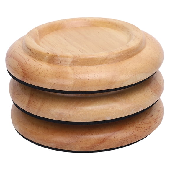 M Buder Hardwood Piano Caster Cups Floor Protector Sound Proof Non Slip Universal Foot Pads, 3 Pieces Set, Brown Wood Furniture Pads for Upright Pianos, 5.51 inches / 14 cm Diameter, Home Decor