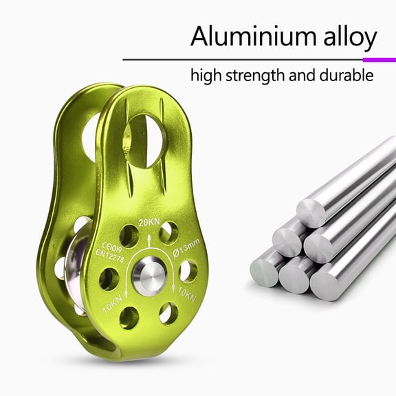 M Buder Heavy Duty Aluminum Alloy Single Rope Pulley Block, 1000kg Rating for Rock Climbing, Mountaineering, Hauling & Transporting Safety Equipment (Color: Green)