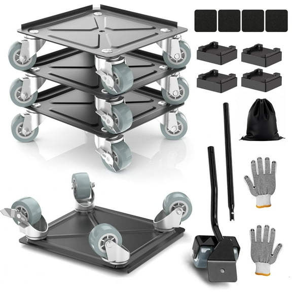 M Buder Heavy Duty Furniture Movers, Dolly Set Rotatable Rubber Universal 4 Wheels, Alloy Steel Furniture Moving Dolly, 1800 LBS Load Capacity, 5.3 in x 5.3 in