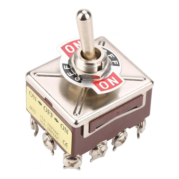 M Buder Heavy Duty ON/OFF/ON 3 Position Toggle Switch 4PDT 12 Pin 12mm 15A/250VAC 10A/380VAC Industrial Control Automotive Replacement Electrical Switches (0.47 inches / 12 mm)