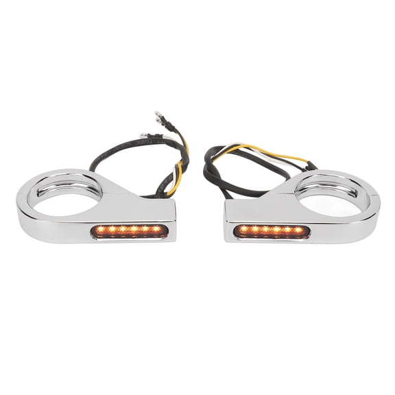 M Buder High Brightness Front Fork LED Turn Signal Light Stability Fork Clamp Indicators Lights for 41MM 1.61 inches Fork Silver Plated Shell Amber White Lamp for Motorbikes ATVs Off-Road Vehicles