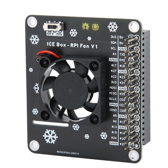 M Buder High-Performance Cooling Fan with LED Light Computer Accessory for Raspberry Pi 4B 3B+ 3B 3A+ GPIO Expansion Board, DC 5V Efficient Heat Dissipation System, Black (2.75 inches / 7 cm)