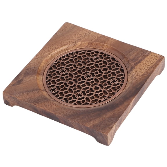 M Buder Household Innovative Walnut Wood Square Teapot Mat Heat Insulation Cup Coaster Tea Accessories Durable Protective Pad for Dining Table and Kitchen, 5.5 inches / 14 cm