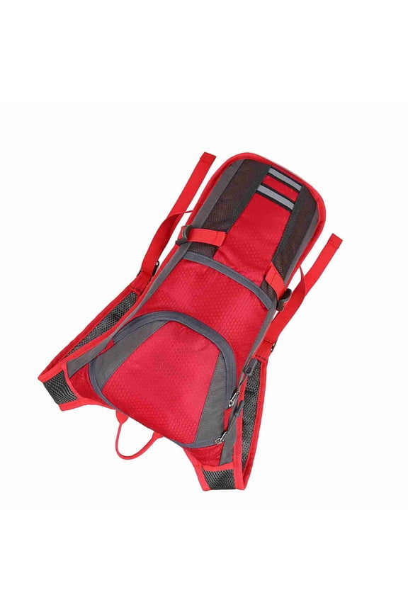 Hydration Backpack Nylon Hiking Backpack Outdoor Water Bladder Backpack for Cycle Biking Running (16.9 inches / 43 cm) - Red