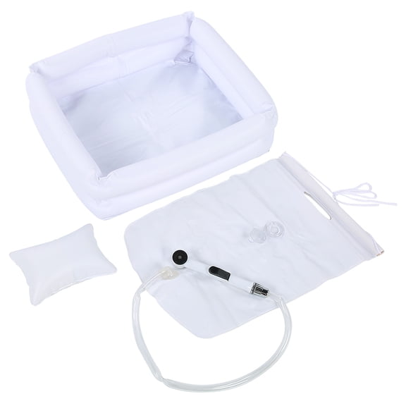M Buder Inflatable Hair Washing Basin Tray for Bedridden Elderly Patient Care - Portable Shampoo Sink Set