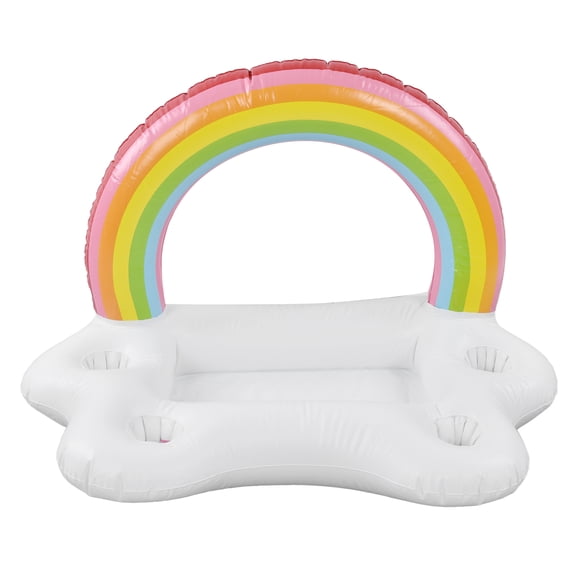M Buder Inflatable Rainbow Cloud Drink Holder Floating Beverage Salad Fruit Serving Bar For Pool Parties Summer Beach Leisure Water Fun Decorations Large Capacity PVC Pool Cooler 37.4 In / 95 Cm