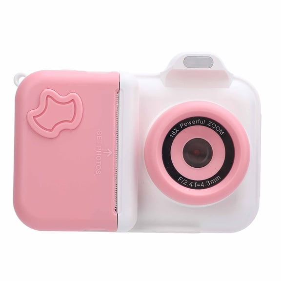 M Buder Instant Print Camera for Kids, 2.4 Inches / 6.1 cm IPS HD Screen Double Lens Selfie Digital Camera with Flash, 32GB TF Card, 5 Rolls Paper, Roseate White