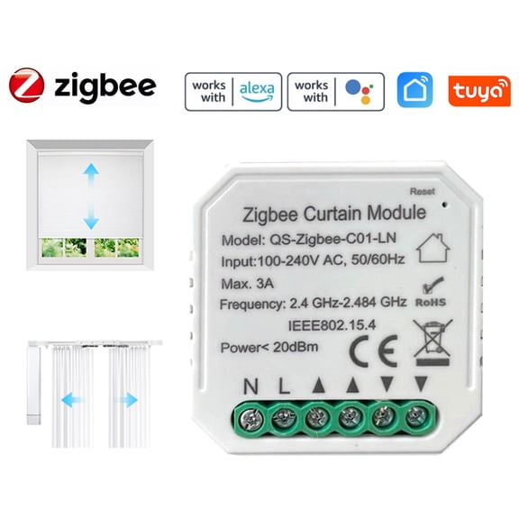 M Buder Intelligent Curtain Switch Module, Smart ZigBee 3.0 Roller Blind Controller, Remote App Control, Voice Control Compatible with Alexa and Google Home, DIY Household Home Multifunction Tool