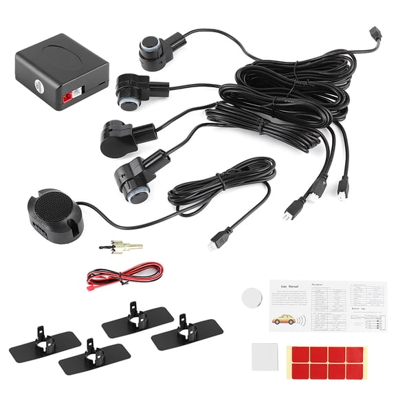 M Buder Intelligent Parking Assistance System 4 Sensor Probe Auto Reverse Radar 65dB Buzzer Alert Kit, Universal Fit, 1.0-6.6 ft / 0.3-2.0 m Detection