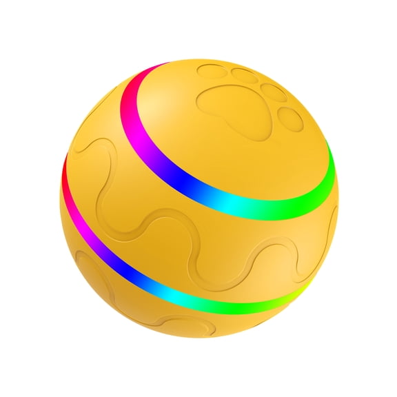 M Buder Interactive Pet Rolling Ball Toy for Dogs, Automatic Moving with LED Light, IP54 Waterproof ABS Silicone, USB Rechargeable, Yellow (3.15 inches / 8 cm)