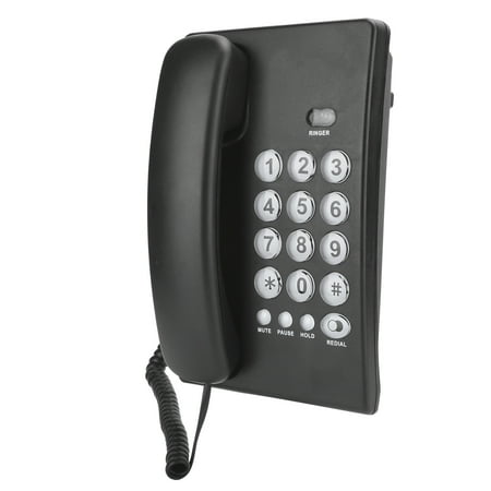 M Buder KXT504 Portable Corded Landline Telephone with Flash and Mute Function, Fixed Desktop Wall Mountable Home Office Business Telephone, ABS Black (8.66 x 7.87 x 2.76 Inches / 22 x 20 x 7 cm)