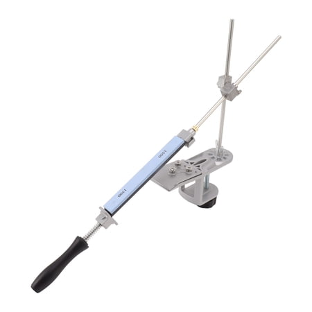 M Buder Kitchen Knife Sharpener System with 4 Grinding Stones Fixed Angle Guide Rail Cast Aluminum Light Weight Polishing Tool Multi Function Sharpening Equipment for Home Chefs and Professionals