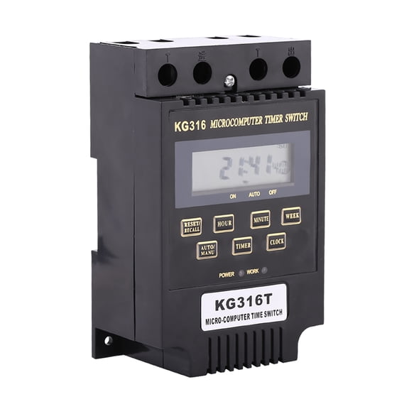 M Buder LCD Digital Microcomputer Control Power Timer Switch Time Relay Programmable Electronic Timer for Home Appliances and Industrial Equipment, Weekly Programmable, 110V 10A, White