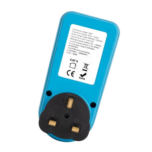 M Buder LCD Display Electricity Usage Power Meter Socket Energy Watt Volt Amps Consumption Analyzer Monitor Outlet UK Plug 5.1 inches / 13 cm