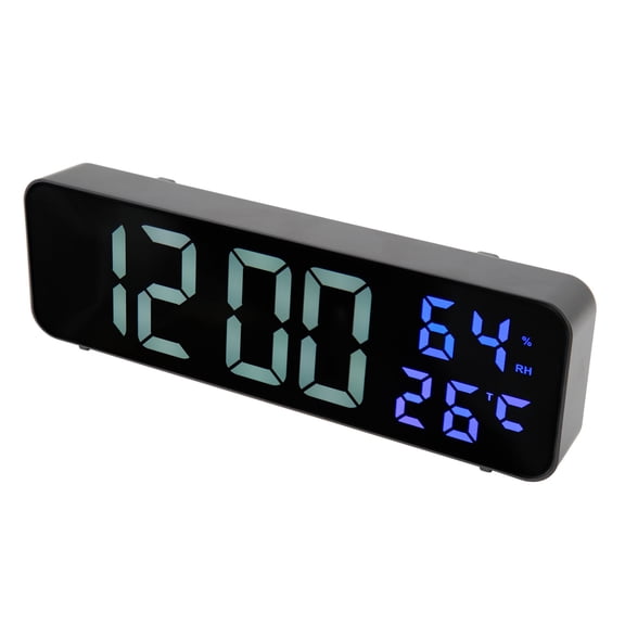 M Buder LED 9.1 inches / 23.1 cm Mirror Digital Alarm Clock Multifunctional Date Humidity Display for Bedroom Living Room