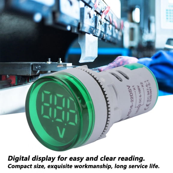 M Buder LED Voltmeter Signal Light Digital Display DC Voltage Meter Indicator Round Lamp Tester (Green)