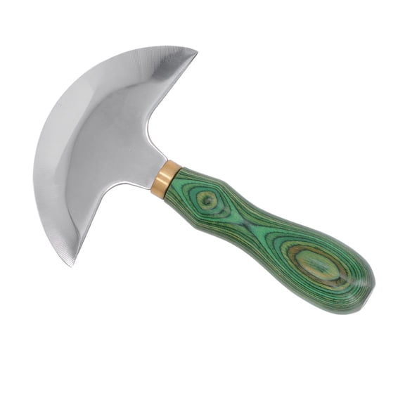 M Buder Leather Round Head Knife Stainless Steel High Sharpness Wooden Handle Easy Control Skiving Cutting Tool for Leather Craft DIY Professionals 4.06 in / 10.3 cm