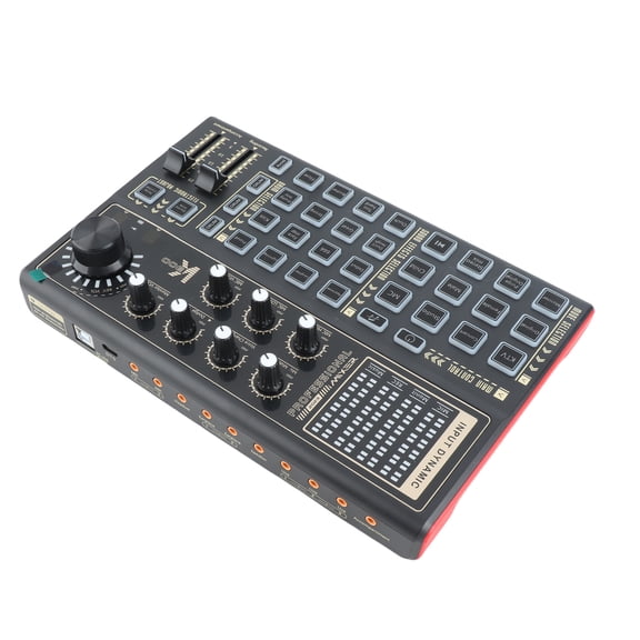 M Buder Live Sound Card Sound Board with Multiple DJ Mixer Effects Voice Changer and LED Light for Streaming Podcasting Game Recording SK300 Edition