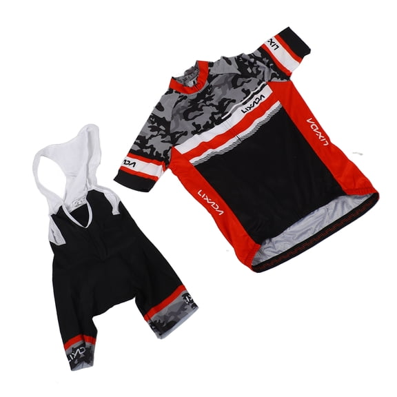 M Buder Lixada Summer Cycling Jersey Set Short Sleeve Bicycle Shirt and Padded Bib Shorts Breathable MTB Bike Riding Biking Cycling Suit, Camouflage, Medium