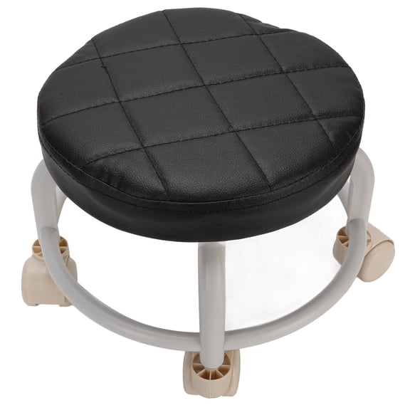 M Buder Low Roller Seat Comfortable 360 Degree Rotating Low Rolling Stool with Wheels for Home Office Garage Shop Round Black, 13.39 in / 34 cm