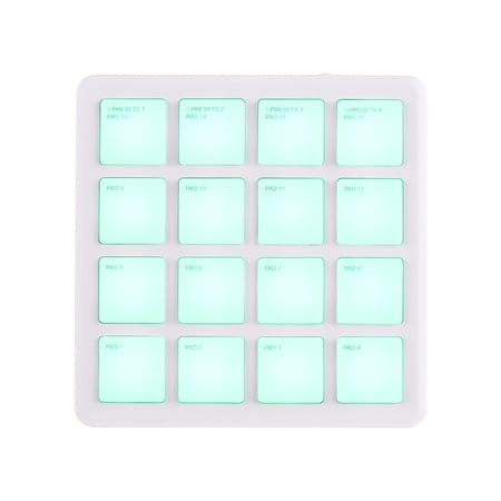 M Buder M-VAVE Portable Wireless MIDI Controller Pad with 16 RGB Backlit Velocity-Sensitive Pads, Beat Machine & DJ Music Arrangement Keyboard for Beginners, White (4.1 inches / 10.5 cm)