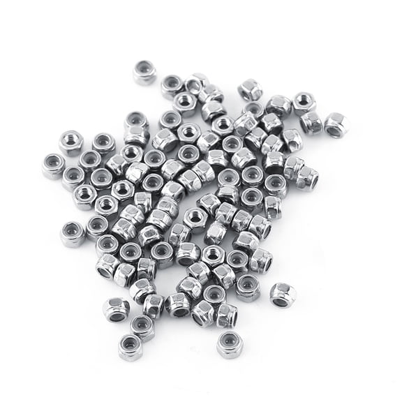 M Buder M2 Nylon Insert Hex Lock Nuts 304 Stainless Steel Hardware Fasteners, 100 Pack (0.07 inches / 2 mm)