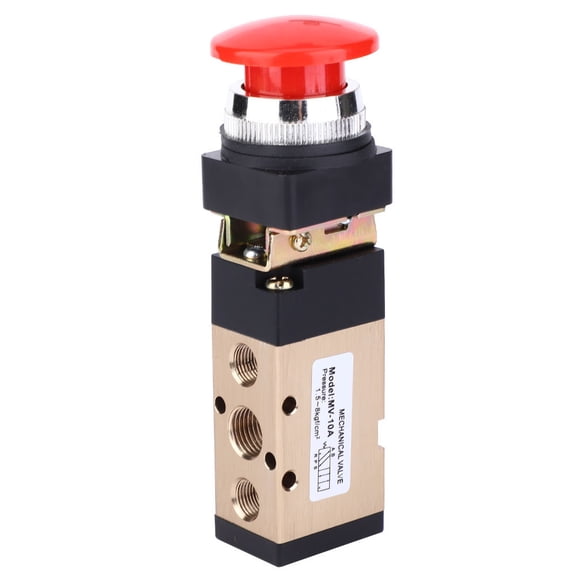 M Buder MV-10A Pneumatic Mechanical Valve 2 Position 5 Way Spring Return Push Button 1/4in PT Reversing Valve