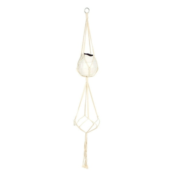 M Buder Macrame Double Plant Hanger Indoor Outdoor 2 Tier Flower Pot Hanging Planter Basket Cotton Rope 4 Legs 47 Inch / 120 cm