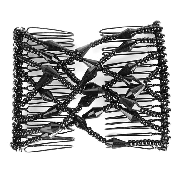 M Buder Magic Easy Hair Beads Slide Stretchy Comb Clip Stretchable Hairpin for Women Girls, Black (3.35 inches / 8.5 cm)