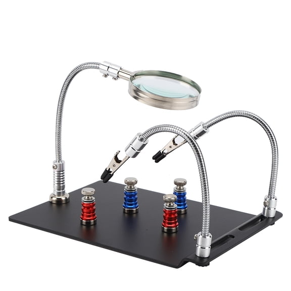 M Buder Magnetic Circuit PCB Clamp Board Holder with 3x Magnifier Motherboard Soldering Repairs Tool Fixture (9.45 inches / 24 cm)