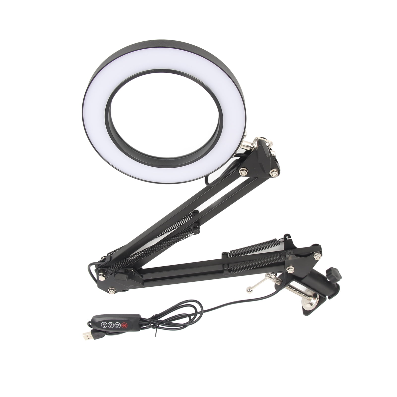 M Buder Magnifying Lamp 10X Magnifier Desk LED Light Adjustable Gooseneck with Clamp for Beauty Makeup Maintenance Black 12.2 inches / 31 cm