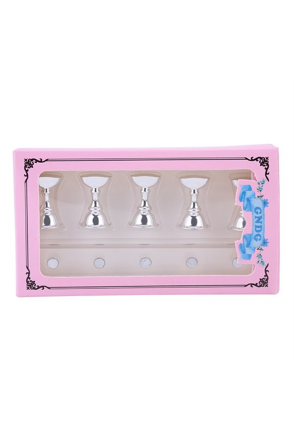 Manicure 5Pcs Nail Art Tip Holders Magnetic Chess Board Display Practice Train Stand, Silver Portable Desktop Organizer for Professional Salon Technicians and Home DIY Nail Art Enthusiasts