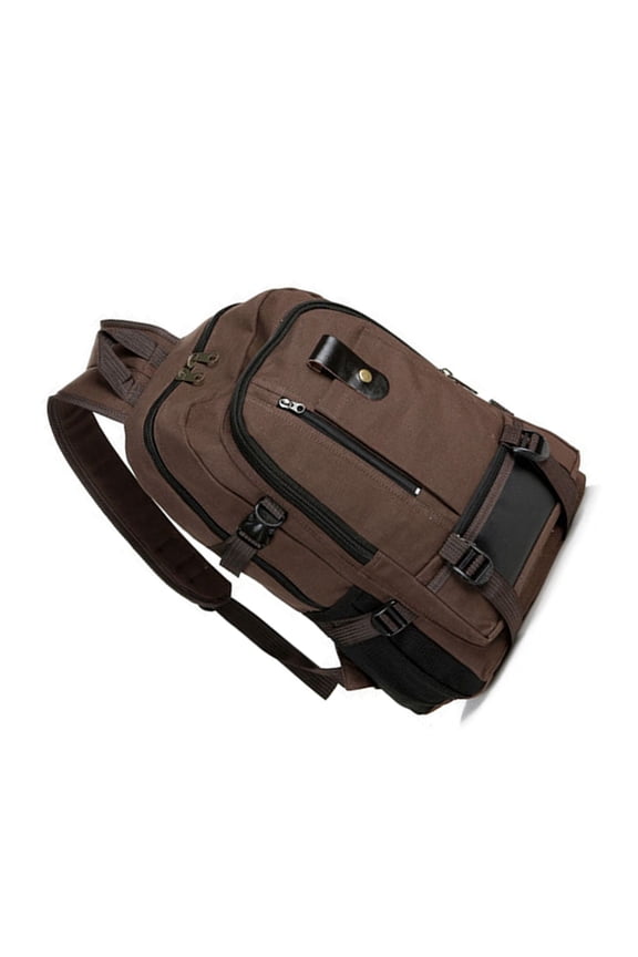 Men's Canvas Backpack Portable Travel Daypack Large Capacity Storage Bag for Hiking Camping School Casual Business (17.32 inches / 44.0 cm), Classic Brown