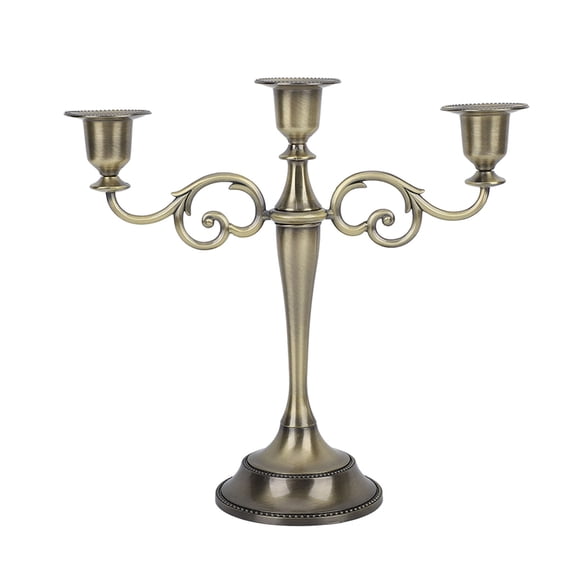 M Buder Metal Candle Holder 3 Arms High Gloss Retro Exquisite Candlestick Holder for Dining Tables Wedding Decoration Bronze