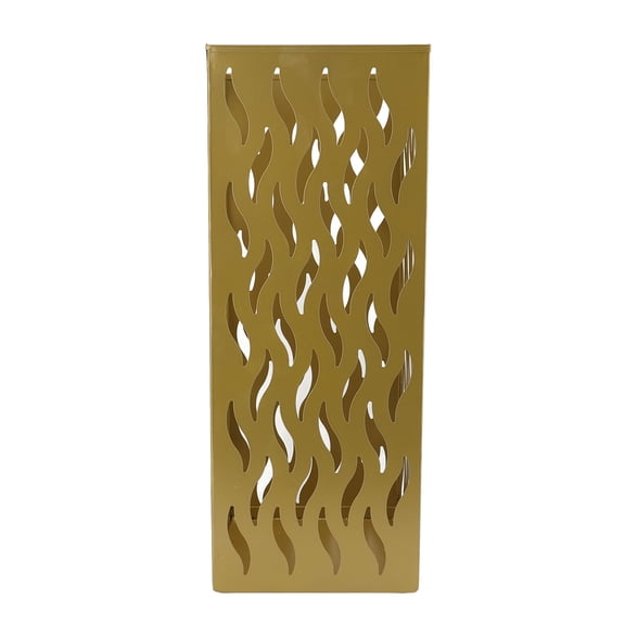 M Buder Metal Umbrella Organizer Stand Multifunctional Hollow Pattern Square Basket Holder for Home Hotel Entryway Decor Heavy Duty Storage Rack Gold 16.54 Inches