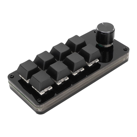 M Buder Mini 8 Key Keypad with Knob Customizable Programme Hot Swappable Blue Switch Mechanical Keyboard Wired Macro Keypad, Black