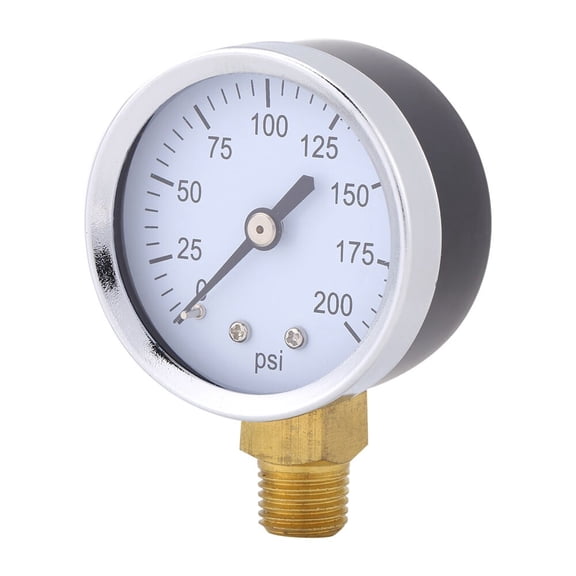 M Buder Mini Accurate Pressure Gauge For Fuel Air Oil Liquid Water 0-200psi 1/4 Inch NPT Thread Mount, High Precision Metal Side Mount Measurement Tool, 2 Inch Dial Plate Meter