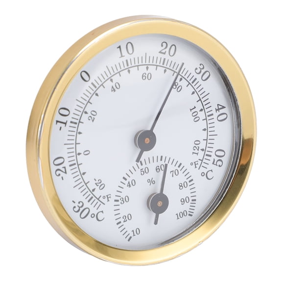 M Buder Mini Aluminum Alloy Indoor Thermometer Hygrometer Wall Temperature Humidity Gauge Fahrenheit Celsius High Accuracy Meter for Refrigerator Home Laboratory (2.20 inches / 56mm)