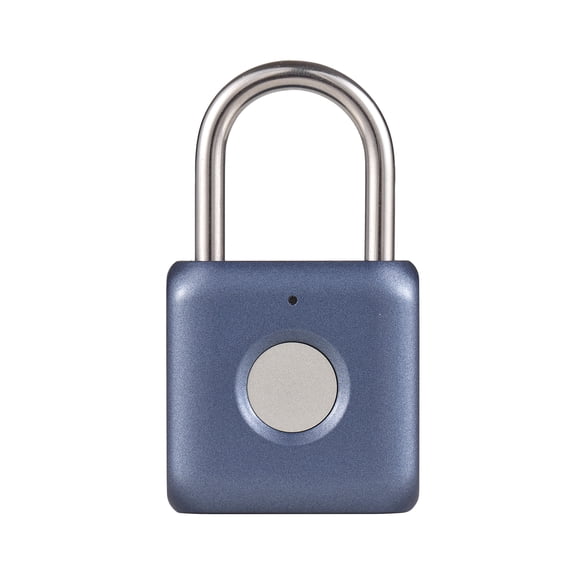M Buder Mini Fingerprint Padlock USB Rechargeable Keyless Biometric Lock IPX2 Splashproof Anti-Theft Security Padlocks for School Gym Locker Travel Luggage Suitcase Backpack Bicycle Blue Grey 1-Pack