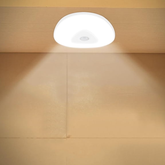 M Buder Mini LED Human Body Induction Under-Cabinet Light, Battery Operated Motion Sensor Wardrobe Lamp for Closet & Cupboard, 3.1 inches / 8 cm, Energy Efficient Triangle Night Light, White