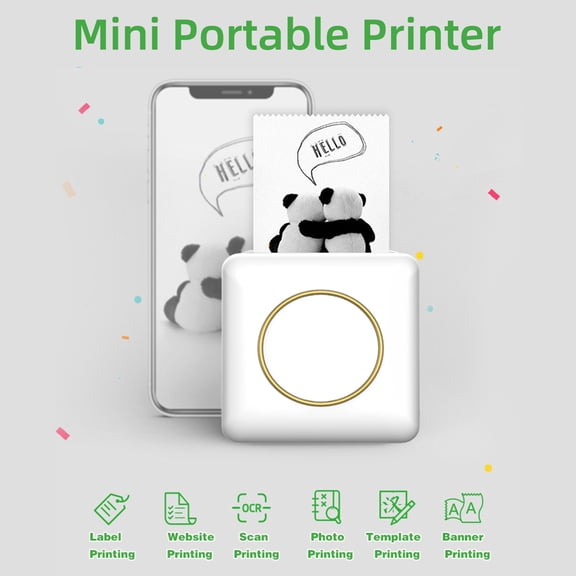 M Buder Mini Pocket Photo Printer Portable Thermal Machine 203DPI Wireless BT Connection for Picture Label DIY Notes Journal Receipt Sticker with 6 Paper Rolls (3.15 inches / 80 mm)