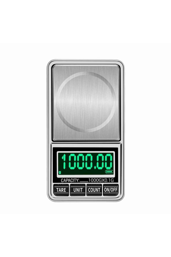 Mini Portable Digital Scale, High Precision Gold Jewelry Pocket Scale for Electronics and Gems, Backlit LCD, 7 Switchable Units, Tare and Count Function, Max 1kg / 0.1g (2.2 lbs / 3.52 oz)