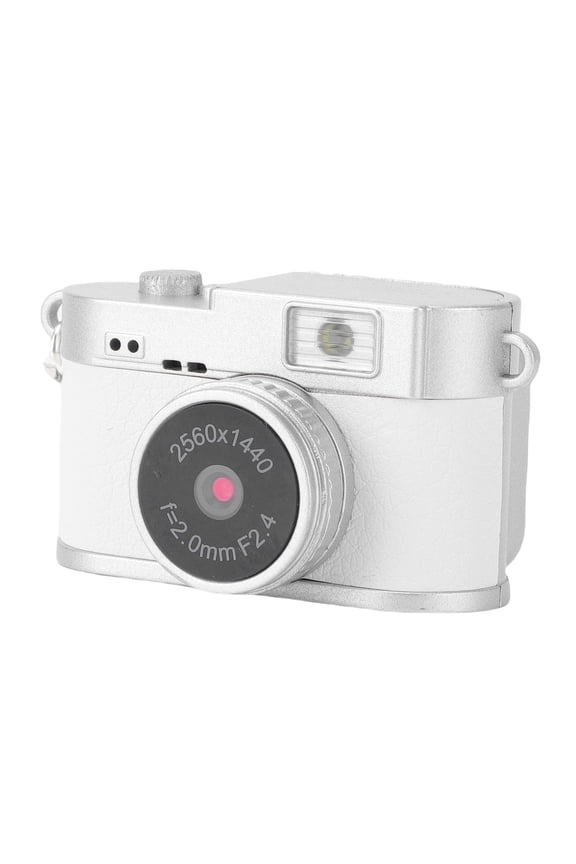 Mini Retro Keychain Digital Camera 2K FHD 2MP 1.47 in / 3.7 cm IPS Screen Portable Compact Camera for Beginners Kids Teens Adults Photography Travel Learning White