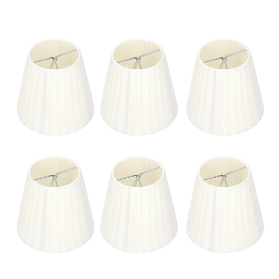 M Buder Modern Cloth Lamp Shades Set of 6, Elegant Beige Small Fabric Lampshade for Crystal Chandelier and Wall Light, Simple Clip-On Droplight Chimney Home Accessories (3.5" x 5.1" x 5.5")