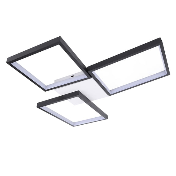 M Buder Modern LED Ceiling Light Fixture Dimmable 3 Heads Squares Flush Mount Ceiling Lamp with Remote Control for Bedroom Kitchen Dining Room Office Living Room Hallway Decor