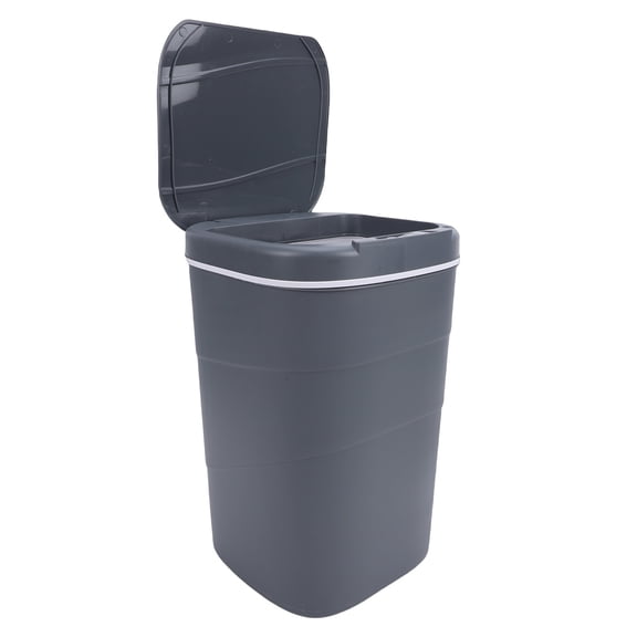 M Buder Motion Sensor Trash Can 18L / 4.75 Gal Automatic Touchless Garbage Bin with Blue Luminous Press Ring Smart Wastebasket for Bathroom Kitchen Living Room Office, Grey